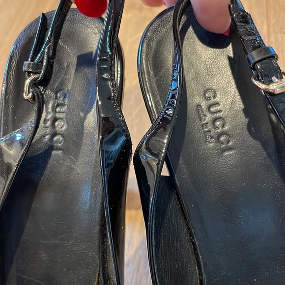 GUCCI 10 black patent cork platform shoe sandal heels - Picture 6 of 8